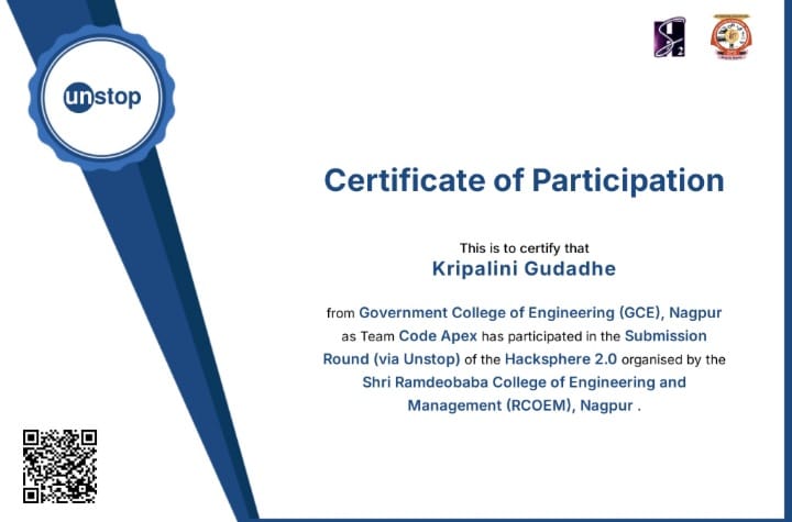 HackSphere 2.0 Certificate
